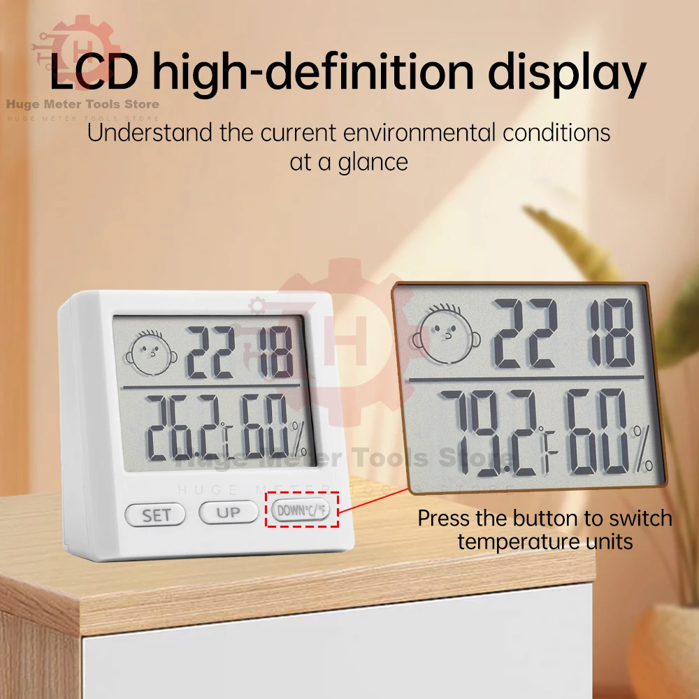 LCD Digital Thermometer Hygrometer Indoor Room Electronic Temperature Humidity Meter Sensor Gauge Weather Station With Stand