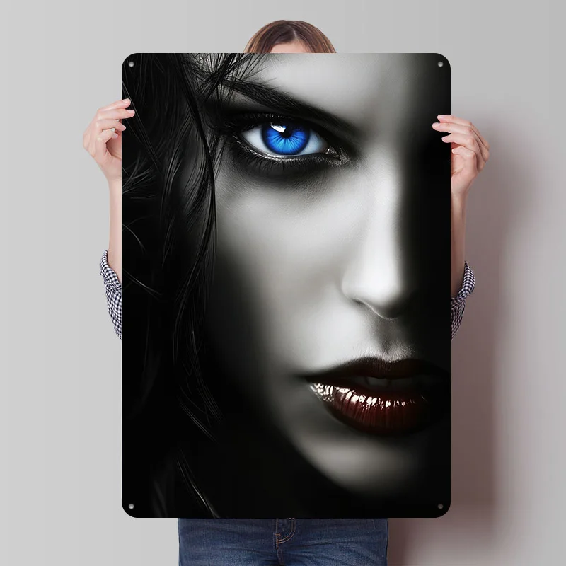 Mysteriöses Blauaugen-Poster, personalisierte Wandkunst, Vintage-Metallschilder, Retro-Blechschild für Männerhöhle, moderne Heimdekoration, Haus