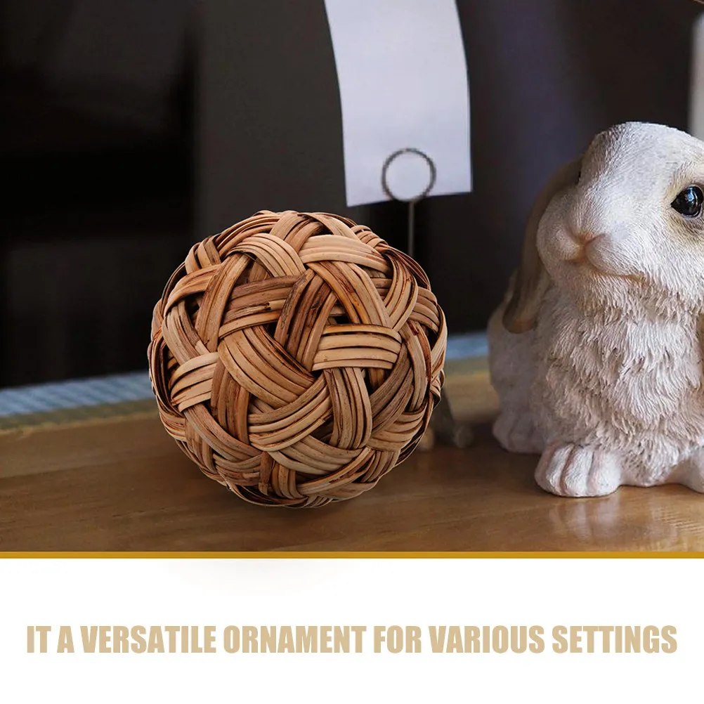 20Cm Bamboo Woven Ball Rustic Hollow-Out Bamboo Decorative Ball Ornament Home Decor Bowl Filler