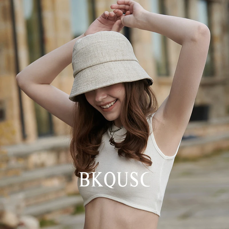 Summer Outdoor Women's Bucket Hats Unisex Fashion Letter Label Fisherman's Hat 56-59cm All-match Sun Visor Stylish Basin Caps