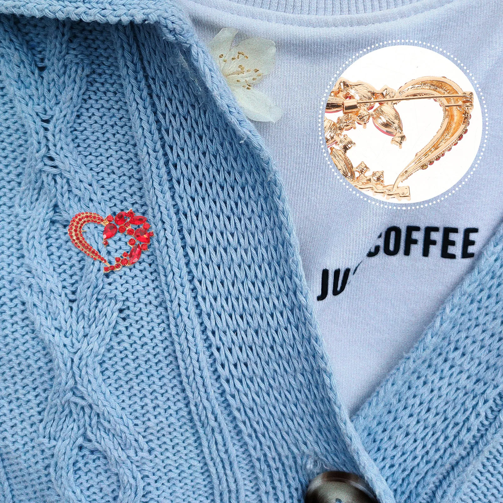 الأحمر حجر الراين القلب بروش عيد الحب وشاح الزفاف شال التلبيب دبوس مجوهرات النساء دبوس بروش دبابيس الزفاف #6