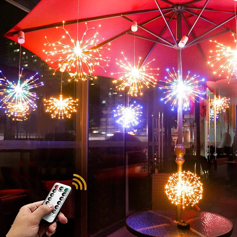 

Firework Lights Led Fairy Light Copper Wire Starburst String Lights 8 Modes Battery Operated with Remote Wedding Christmas Decor
