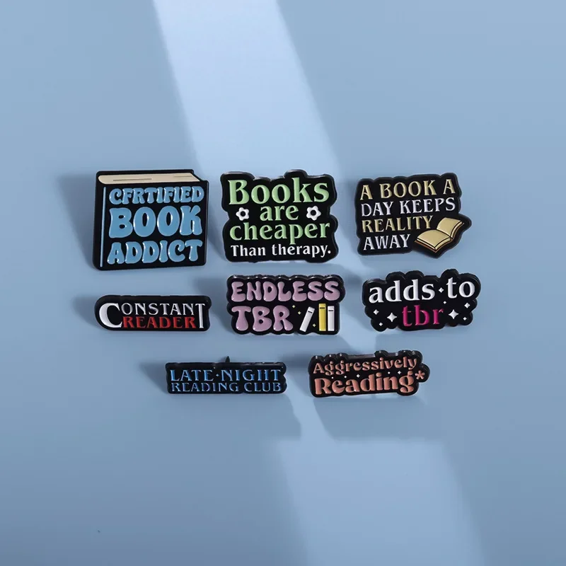 Late Night Reading Club Enamel Pin Reading Lover Certified Book Addict Brooches Lapel Badge Jewelry Gifts For Friends Wholesale