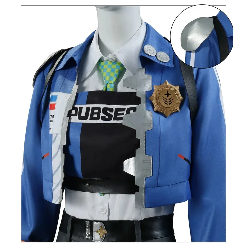 게임 Zenless Zone Zero Zhu Yuan 코스프레 의상 가발 유니폼 형사 조사 특수 대응 팀 Eridu Halloweena;k6;8',