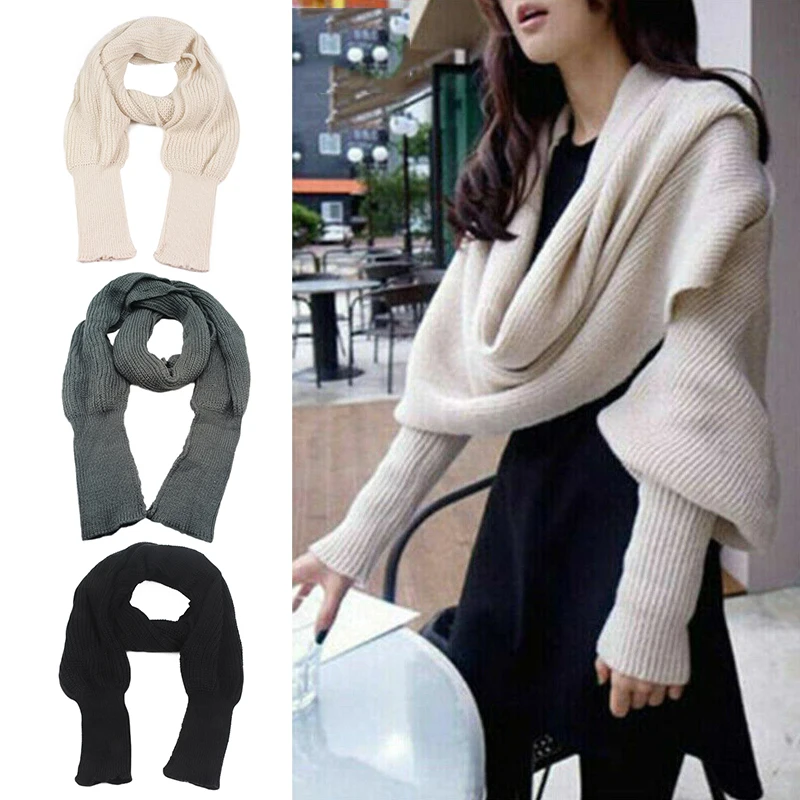 

Women's Thick Shawl High-End Warm Solid Color Knitted Scarf With Sleeves Long Sleeves Unisex Casual Comfortable Fashion Portable