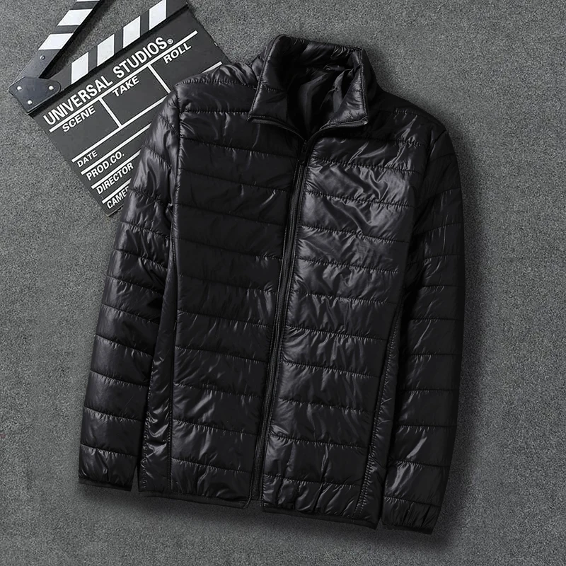 Lightweight Short Cotton Jacket for Men Casual Style Stand Collar Warmth Fashion Urban Thin Polyester Fiber Autumn Winter Coat