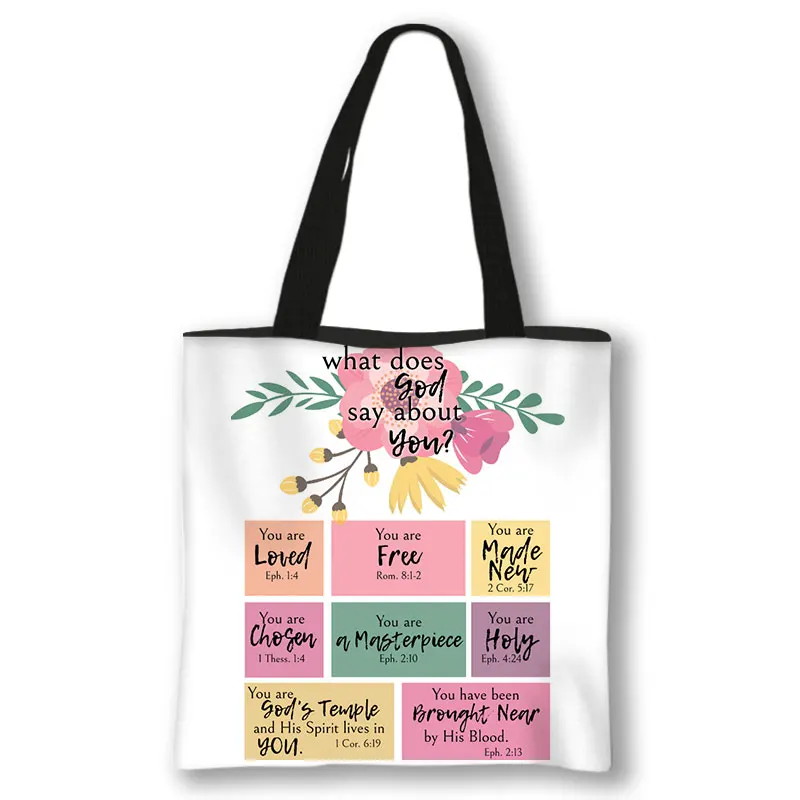 Christian Bible Verse L Can Do All Things Through Christ Shoulder Bags Casual Totes Ladies Handbags Large Capacity Shopping Bag