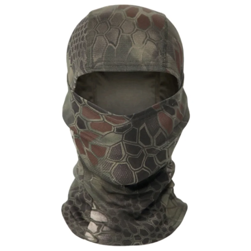 Outdoor Dustproof Sun Face Mask Tactical Camouflage Full Face Mask Hunting Bike Cycling Neck Protection(Python Green)