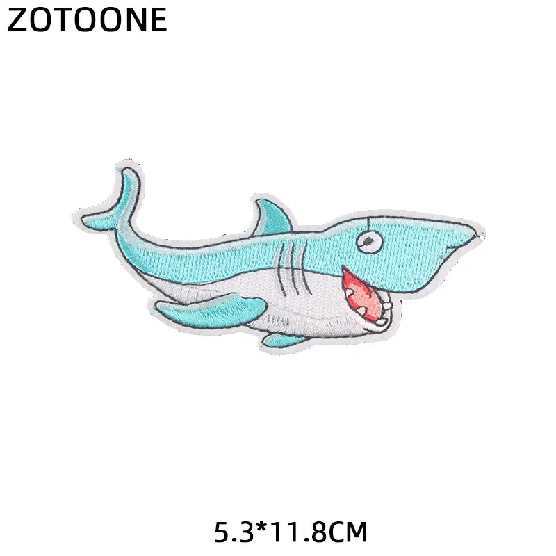 ZOTOONE Iron-on Shark Dolphin Patches Sew on Badge for Clothes Jeans Heat Transfers Embroidery for Kids DIY Patch Appliques G