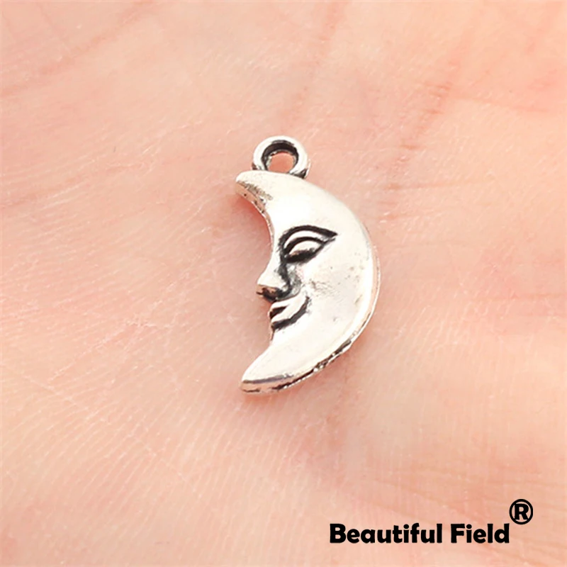 25pcs 18X9mm Antique Tibetan Silver Bronze Charms  Bracelet Necklace Pendant New Fashion Moon A126