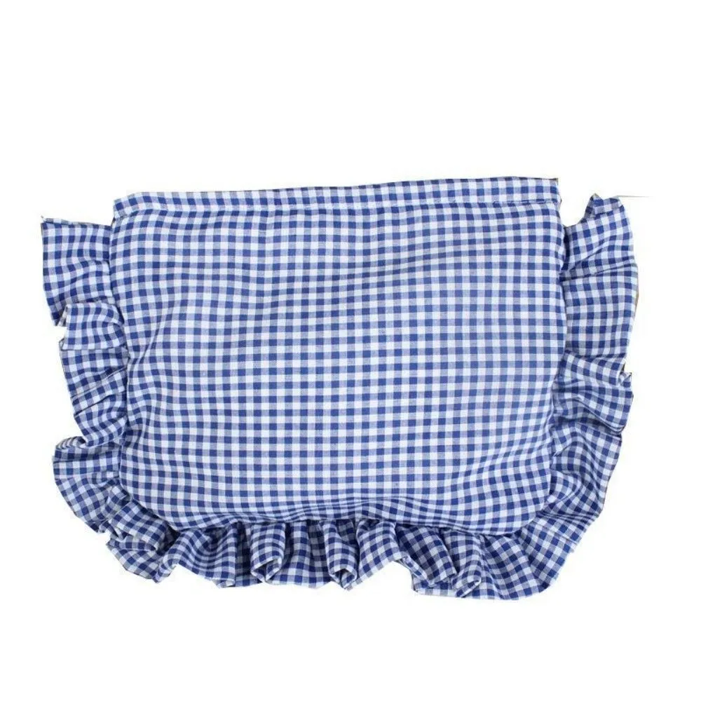 Durable Ruffle Plaid Makeup Bag Large Capacity Portable Zipper Handbag Toiletry Bag Gift