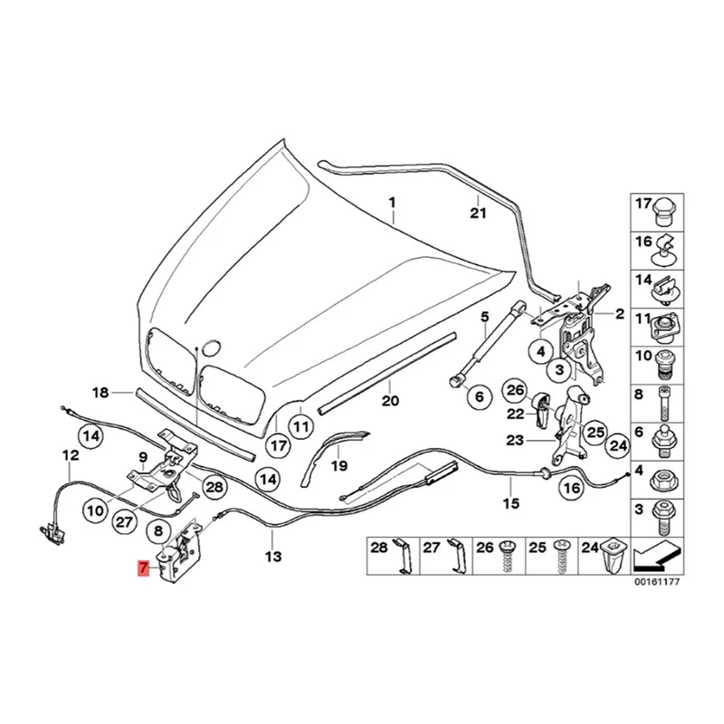 Car Front Hood Lock Latch Safety Catch 51237178753 for BMW E70 X5 E71 E72 X6 2008-2014 Lock Cylinder Cover Bonnet Holder