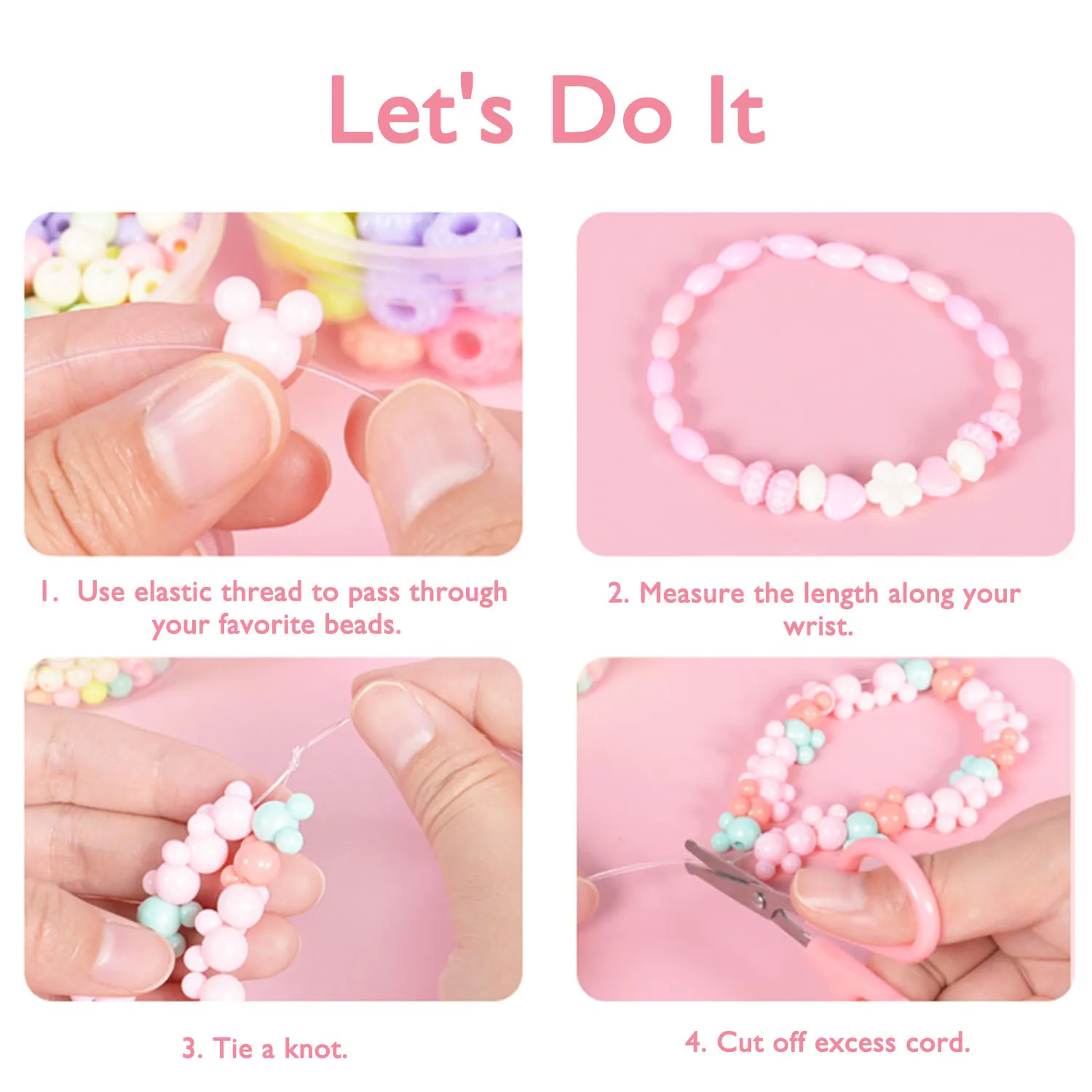 12 Styles DIY Acrylic Beads Kit Jewelry Bracelet Necklace Making Toy Set for Kids Girls Birthday Christmas Party Gift