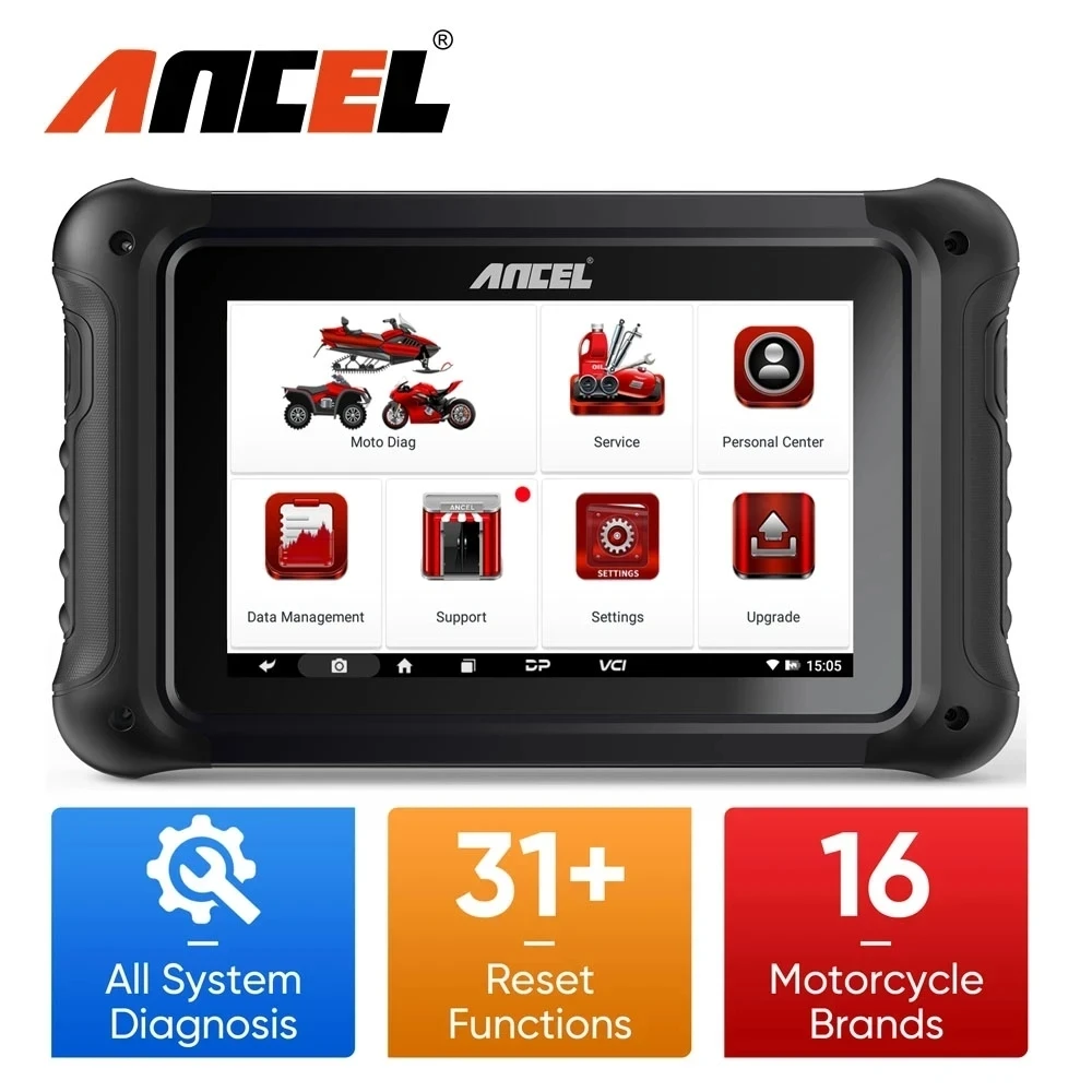 2024 ANCEL MT700 Motorcycle Scan All System Diagnostic Tool  Oil Rest ABS Bleeding 31 Reset Functions Motorcycle Scan Tool