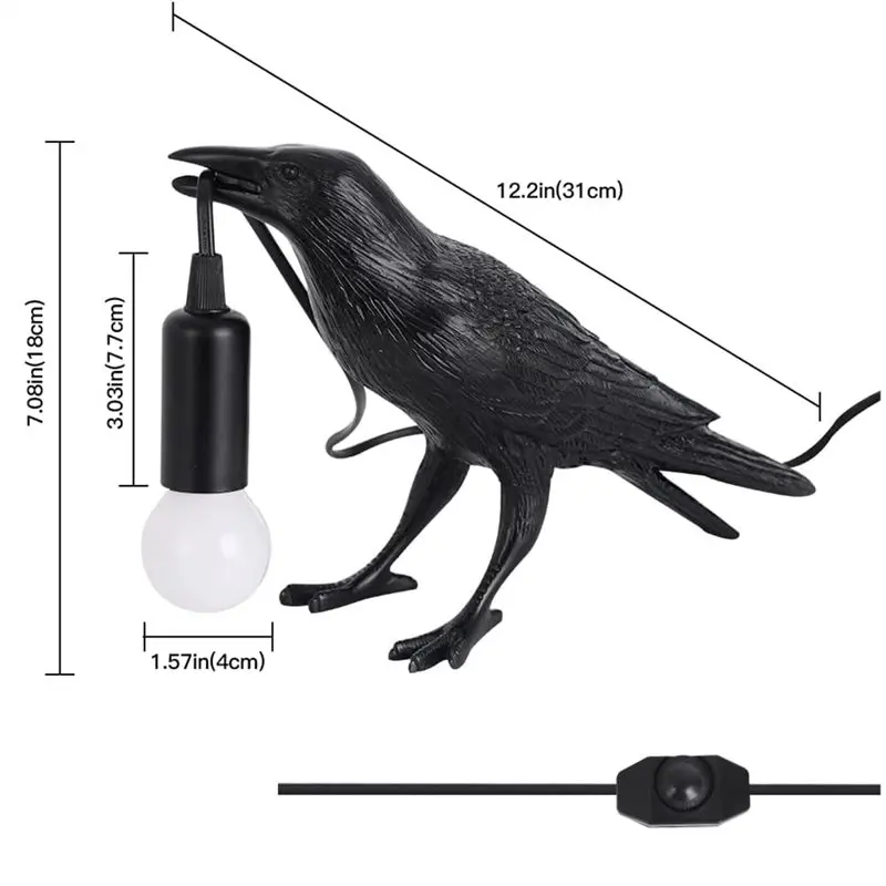 CQMF-Crow ضوء ديكور الطيور مصباح-الغراب مصباح-مصباح الغراب سطوع قابل للتعديل مع لمبة لغرفة النوم لغرفة المعيشة بجانب السرير الاتحاد الأوروبي الاتحاد الأوروبي P