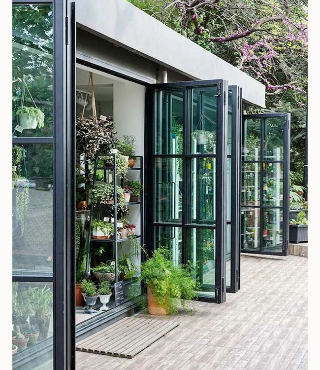 Aluminium Bi Folding Door Customized Size Sliding System Aluminum Glass Bifold Door