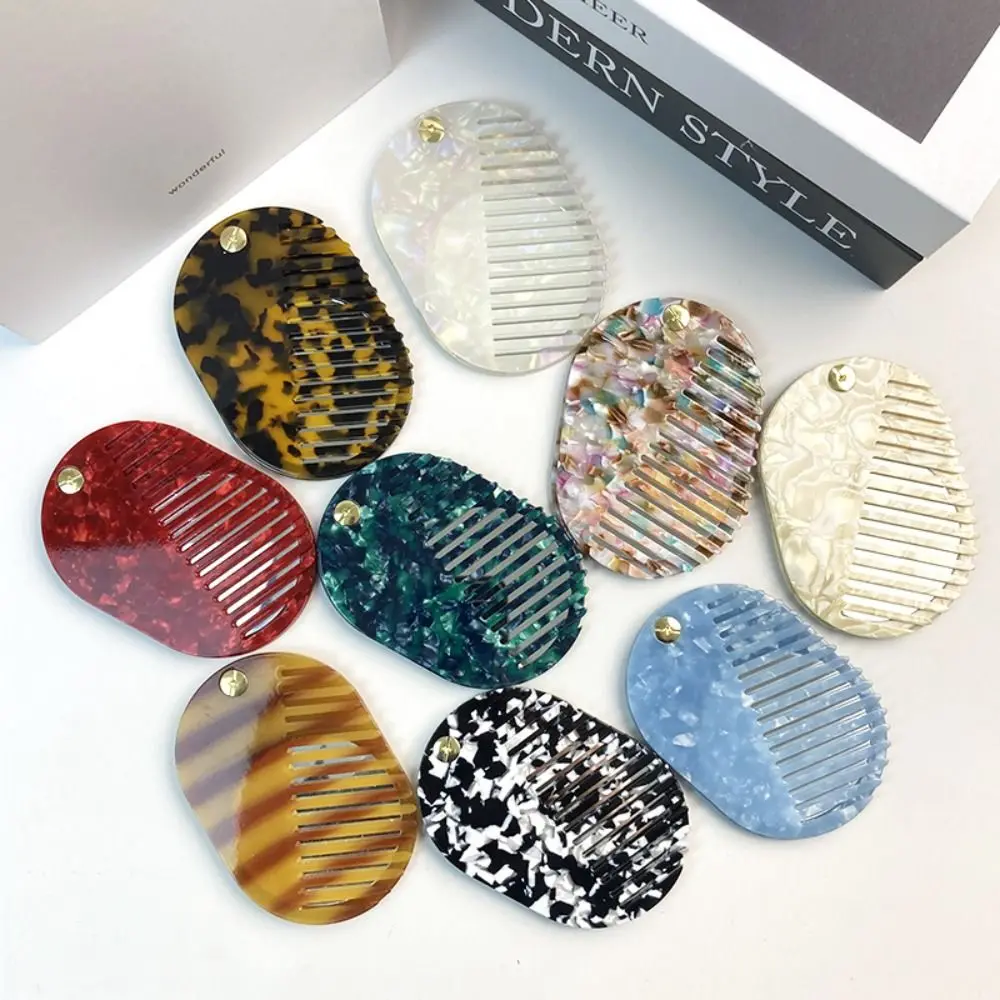 Miroir de maquillage en acétate Simple, Mini peigne multifonctionnel, peigne à cheveux épais et pliant, voyage