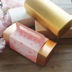 10pcs Gold Wood White Pattern Paper Box As Chocolate Macaron Chocolate Cookie Candle Birthday Party Wedding Gifts Packaging