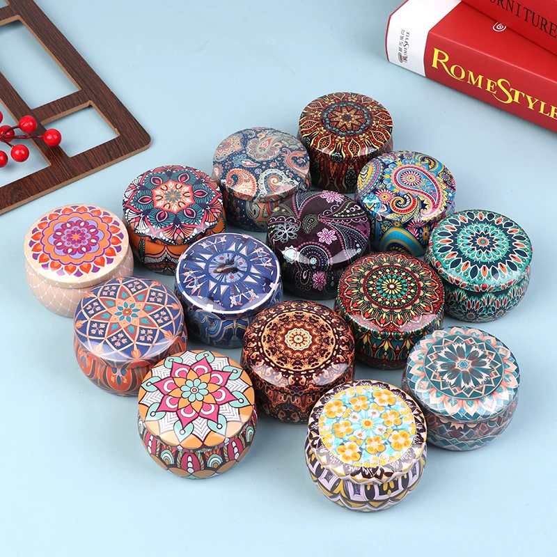 Series 1-Vintage Candle Tin Can Candy Cookie Storage Box Dry Spice Storage Jar For DIY Candle Cosmetic Ointment Making Christmas