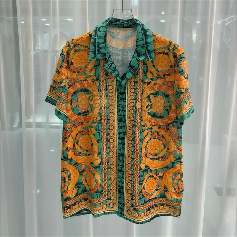 

Luxury Man Shirt Short Sleeve Button Down Royal Men's Tops Shirt Soft Silk Top Men's Shirt 2025 Hot Sale Royal Shirt Clothing