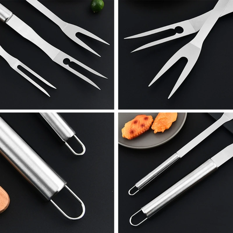 Barbecue Carving Fork Cooking Fork Steak Clamp Fork Stainless Steel BBQ Serving Grill Roasting Grilling DropShipping