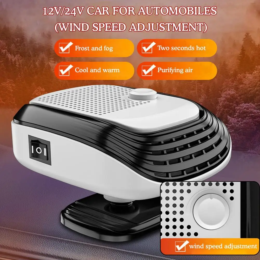 

NEW 12V/24V 120W Portable Auto Car Heater Defroster Demister Electric Heater Windshield ABS Heating Cooling Fan For Truck R F8A3