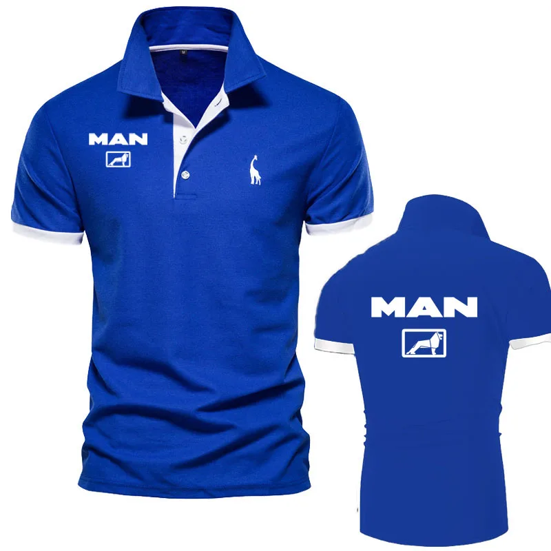 MAN Truck printing 2024 Men's Polo Shirts New Sports Quick Dry Breathable cotton Polos Shirts Business Casual Shorts Sleeve