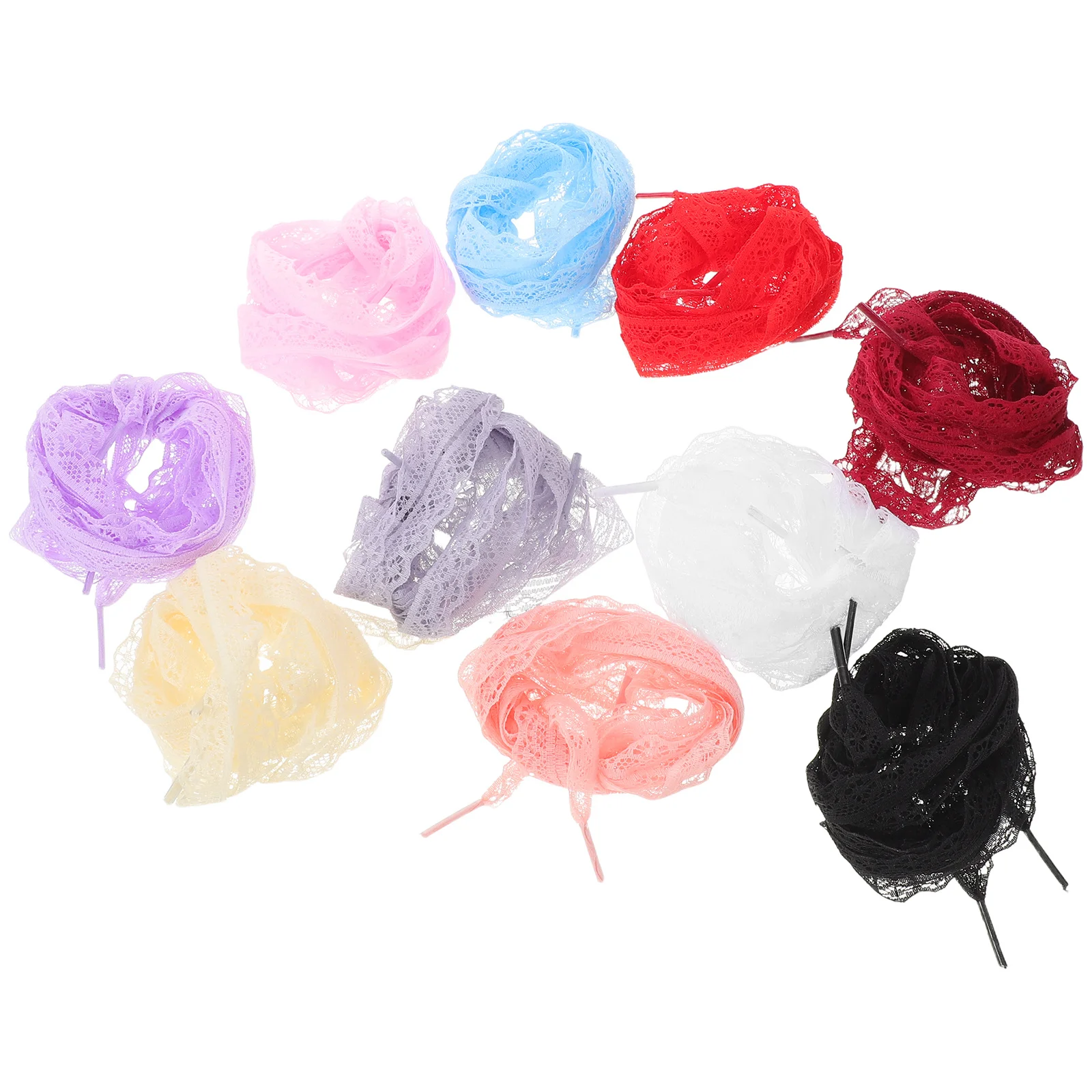 

10 Pairs Ribbon Shoe Laces Flat Wide Colored Decorative Shoe Laces for Sneakers Women Daily Wear Stylish Ribbon Shoelaces