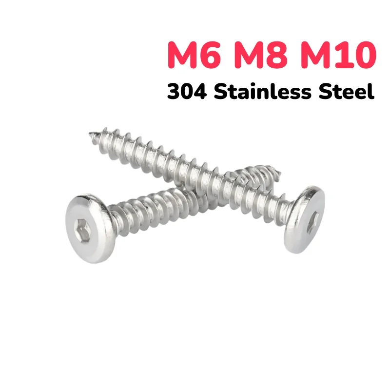 

304 Stainless Steel Allen Hexagon Socket Large Flat Thin Wafer Head Self Tapping Screw Wood Screws M6 M8 M10