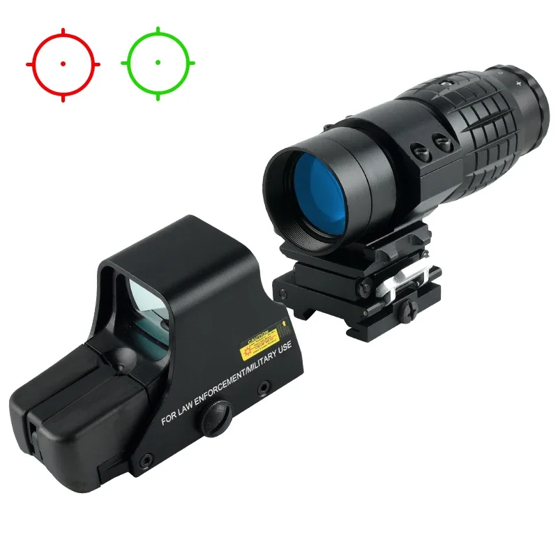 3X Tactical Compact Hologram Sight Hunting Optical Airsoft RifleScope 558 551 Red Green Dot Sight Scope Flip-up Mount 20mm Rail