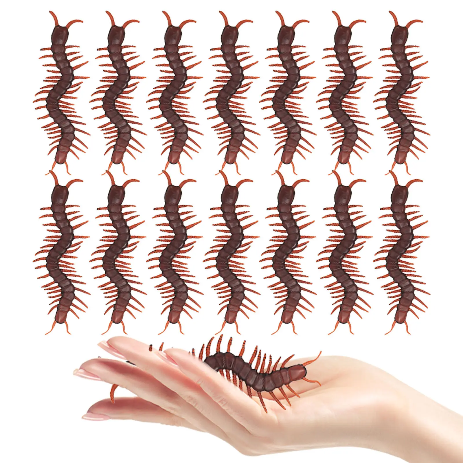 

15 шт. Имитация многоножки, реалистичные насекомые для розыгрышей, декорации на Хэллоуин, игрушки-муляжи многоножек