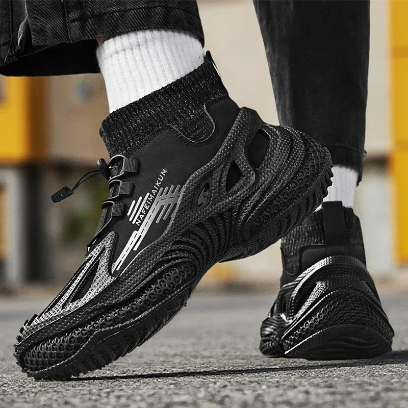 أحذية المشي لمسافات طويلة في الهواء الطلق الرجال الأحذية التكتيكية مع الأشرطة للتدريب القتالي الأشرطة للماء تنفس دراجة نارية متعددة الوظائف #5
