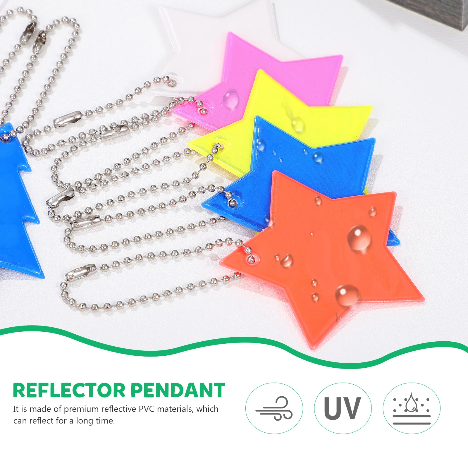

24 pcs Reflective Pendants Safety Gear Hanging Decoration Star Shaped PVC Lattice Charms Night Accessories Camping Hiking