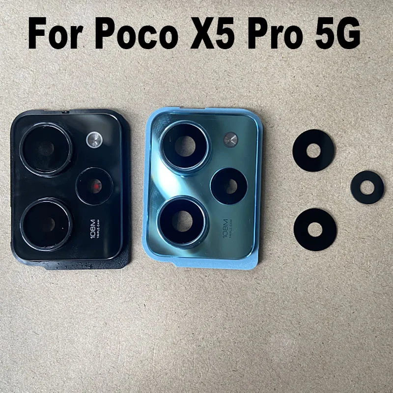 New For Xiaomi Poco X5 PRO Back Camera Glass Rear Camera Lens With Frame Glue Sticker Adhesive Replacement 5G