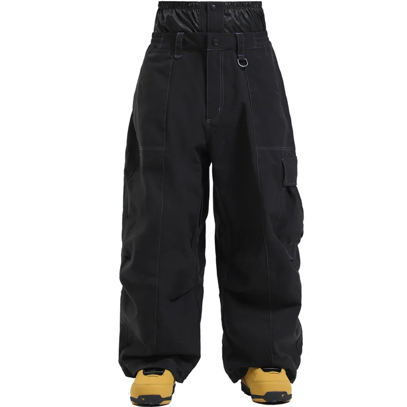 Men Big Pocket Snowboarding Trousers Super Baggy Loose Skiing Pants Snowfield Waterproof Insulation Couple Winter Sports Clothes