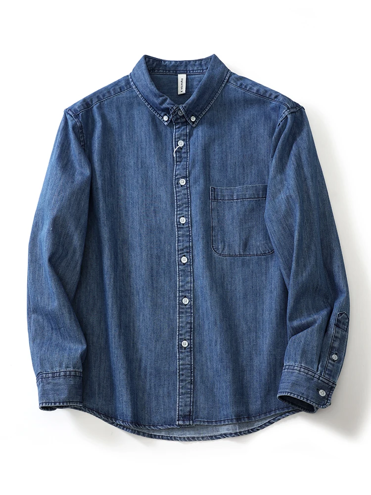 

Мужская джинсовая одежда American Sle Loose Casual Long Sve irt Faionable в стиле ретро, весенне-осенняя верхняя одежда из дышащей смеси хлопка
