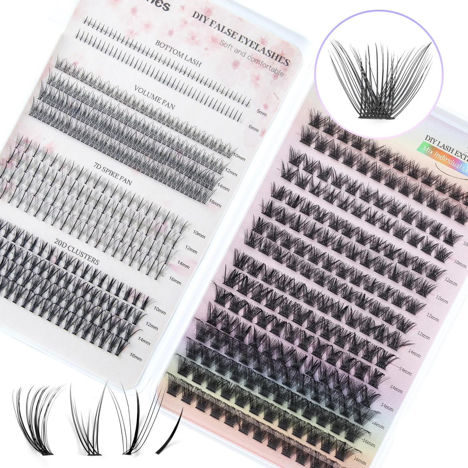 596 Stuks Curling Valse Wimpers 5-16Mm Individuele Wimpers Cluster D Curl Mix Lash Cosplay Wimper Cluster Extensions