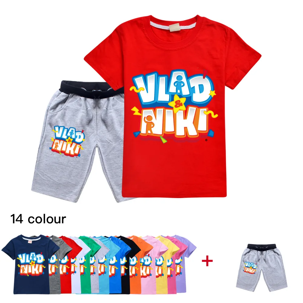 

Kids Clothes Set Boys Vlad niki T-Shirt+Shorts Summer Clothing Cotton Cartoon Casual Baby Girls Tracksuit Children Clothes Set