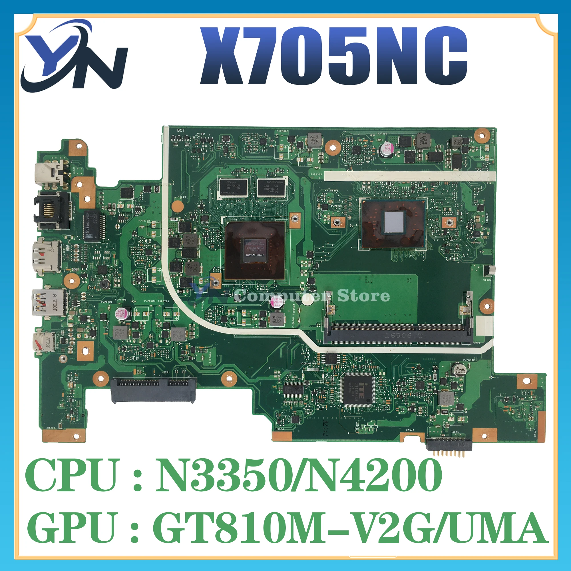 

X705 Notebook Mainboard For ASUS Vivobook 17 X705NC X705NA X705N Laptop Motherboard CPU N3350 N42000 Test OK UMA/GT810M