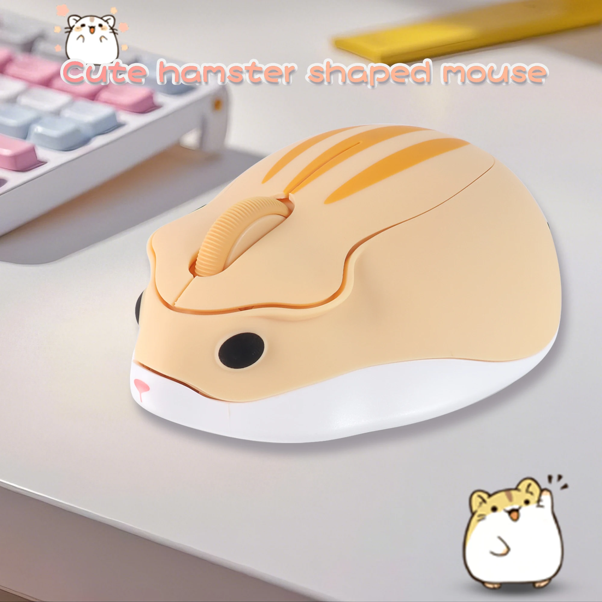 

Wireless 2.4G Mouse,Cute Hamster Shape,Skin Like Touch Feeling,Light Weight Design Portable,Low Noise Button,Office Use,Gift