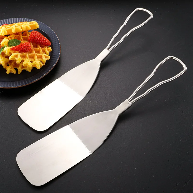 Square Headed Shovel Stainless Steel Steak Cooking Spatula with Anti-scalding Handle Pizza Turner for Pancake Beef BBQ Utensils