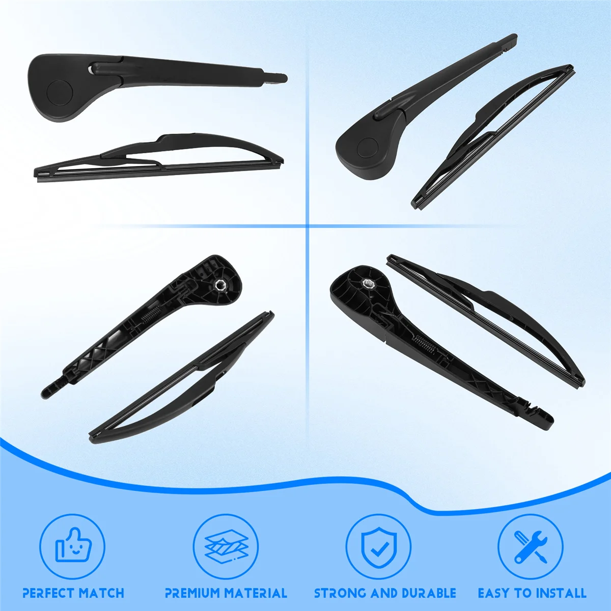 Rear Wiper Blade & Arm Set Kit for Renault Scenic 2 / Grand Scenic MK 2 Windshield Windscreen 2003 - 2009