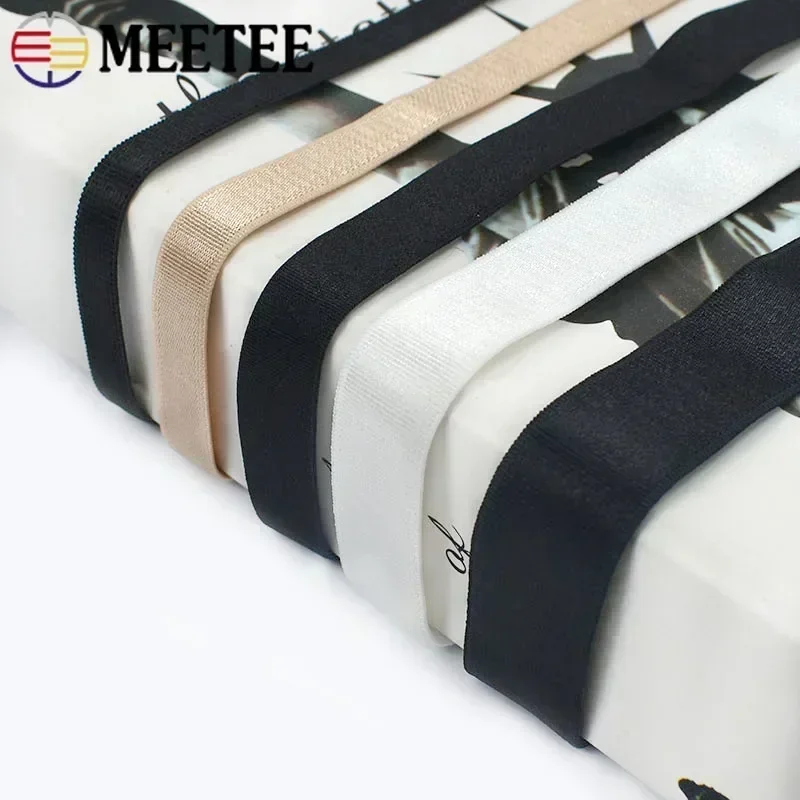 Meetee 10/20/50M 6-18mm Nylon Elastic Band for Underwear Shoulder Strap Bra Rubber Bands DIY Garment Belt Tape Accessories