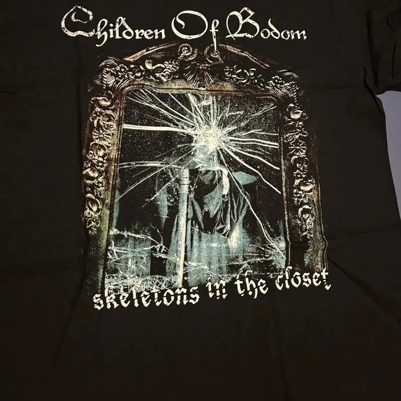

VTG Children of Bodom Band Skeletons In The Closet Хлопковая черная футболка IN071