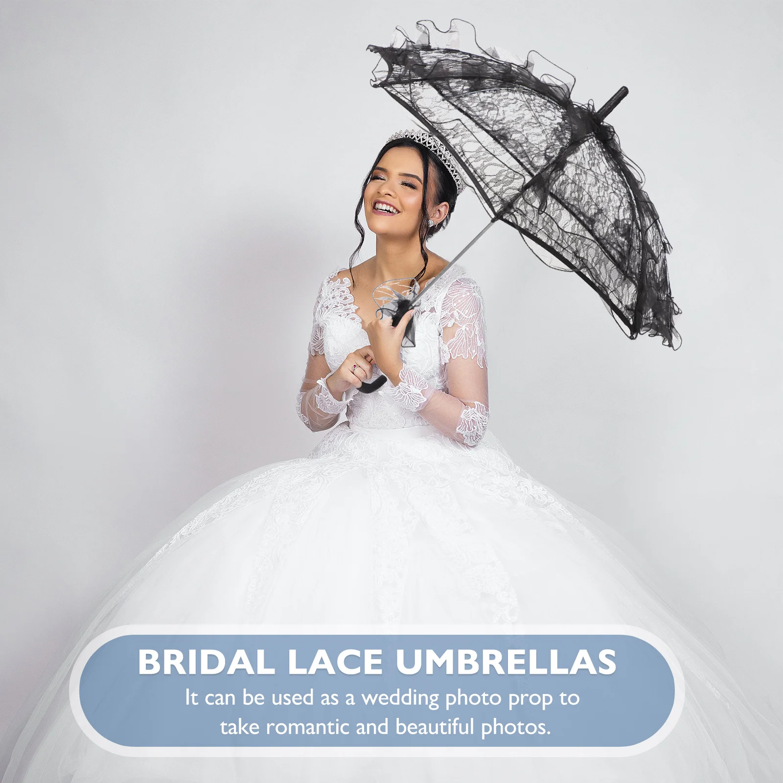 

1Pcs Bridal Lace Umbrella Aluminum Frame Wedding Photo Prop Stage Performance Parasol Decoration Lace Umbrella