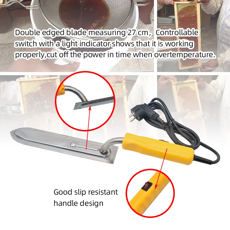 Professional Controllable Switch Electric Uncapping Knife Beekeeping Electric Cutting Honey Heats Up Knife Bee Extractor Tool