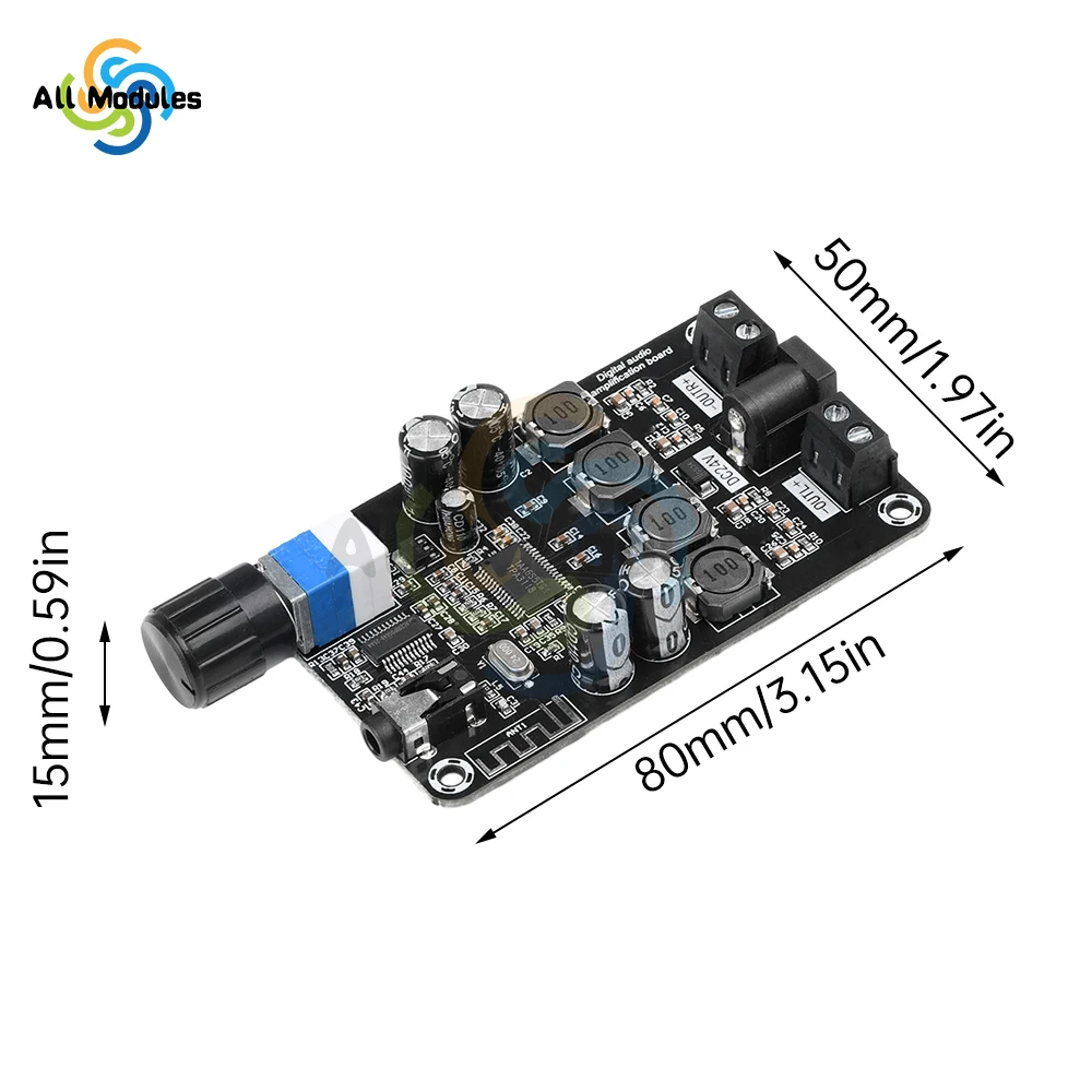 XH-A415 DC12-24V TPA3118D2 50W+50W High-Power Adjustable Audio Amplifier Board 2 CH BT5.0 Digital Audio Power Amplifier Board