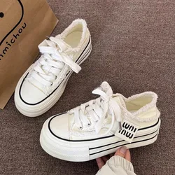 Fashion Casual Canvas Shoes for Women 2024 Spring Autumn New Designer Half Slipper Shoes Female Platformm Sneakers Ladies