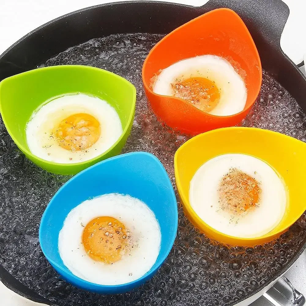 Egg Poaching Cups with Ring Poached Silicone Egg Poachers Cups Egg Boiler Mold Cup for Microwave Air Fryer Stovetop Cooking Tool