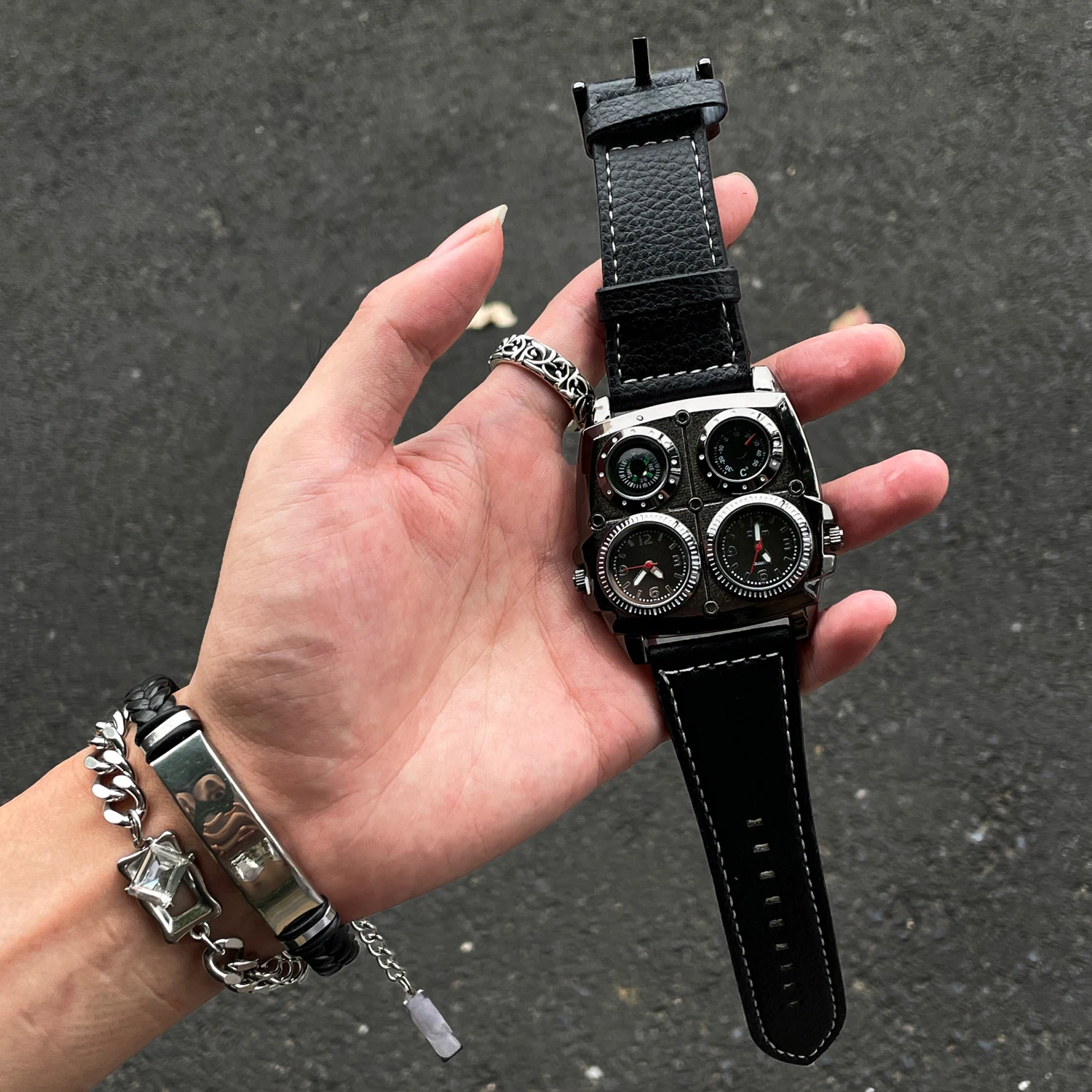 

CILOA large dial high-end dual time zone watch men's multi-function brand authentic sports 2025 new waterproof quartz watch